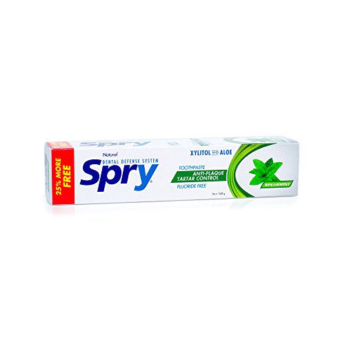 Spry Xylitol Toothpaste, Fluoride-Free, Natural Spearmint, Anti-Plaque And Tartar Control, 5 Oz #TOP4