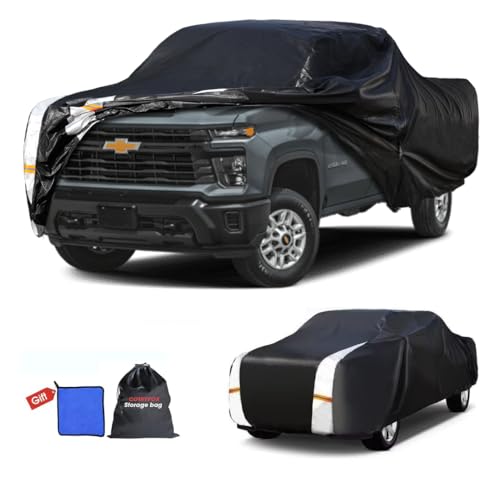 Image of Truck Cover Custom Fit Silverado 2500 2020-2026 Crew Cab SB(6.8') with Door Zipper, 12 Layers Full Exterior Pickup Truck Cover Waterproof All Weather,Wind Dust Sun and UV Protection.