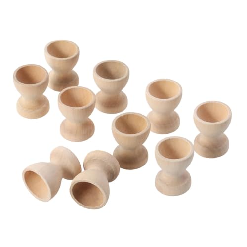VICASKY 10pcs Wooden Egg Cups Unfinished Blank Wooden Easter Egg Stand Holder Display Boiled Egg Holder Unpainted Wood Bowls Condiment Bowls Wooden Egg Holders Dipping Sauce Bowls
