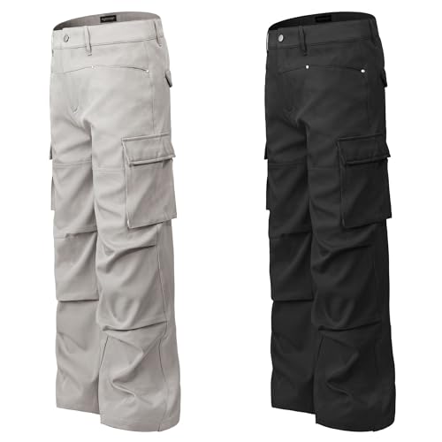 XYXIONGMAO Men's Loose Streetwear Black Function Techwear Casual Multi-Pocket Hip Hop Cargo Pants Overalls Joggers Sweatpants4