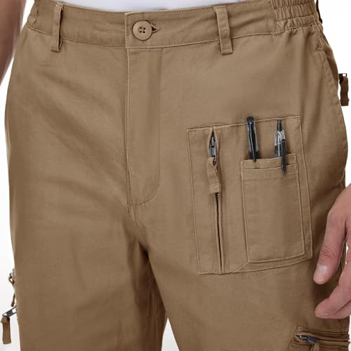 Crysully Men'S Cargo Cotton Pants Casual Tactical Hiking Army Wild Combat Zipper Pockets Working Trousers Wolf Brown 36 thumb #3