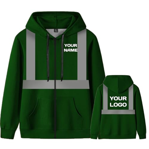 YOWESHOP Customized Safety Hoodie for Men Sweatshirt with Zipper Pockets,XXXL,Darkgreen3