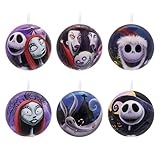 Hallmark Decoraciones para árbol de Navidad de Pesadilla Antes de Navidad, Paquete de 12 Adornos de Navidad, Bolas de hojalata