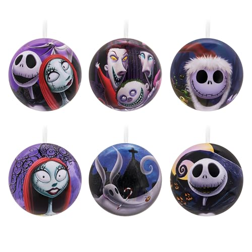 Hallmark The Nightmare Before Christmas Tree Decorations, 12 Pack XMAS Ornaments, Tin Baubles