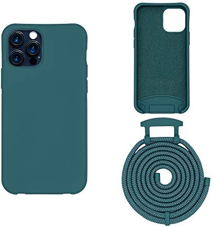 HoldingIT Crossbody Phone Case with Detachable Lanyard Compatible with iPhone 12/12 Pro, 2-in-1 Hands Free iPhone Cover with Drop Protection, Adjustable Rope Green