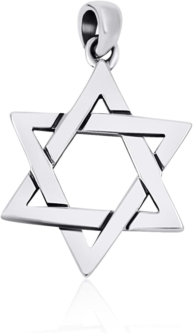 AJDesign Large Star of David Necklace Pendant 925 Sterling Silver Jewish Jewelry for Men Women Religious