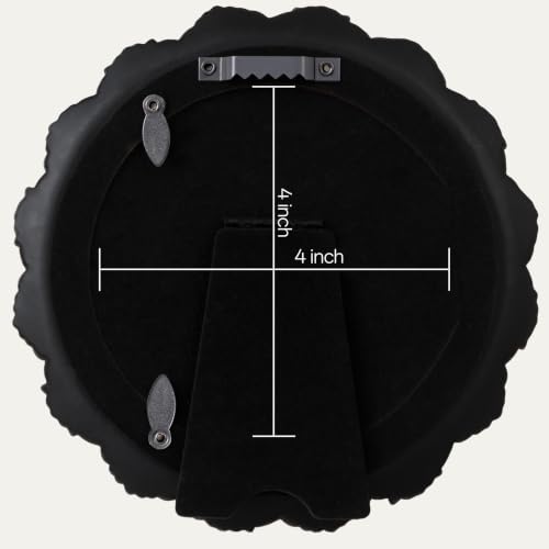 Image of eletecpro 4x4 Round Picture Frame with Glass Cover, Black | Retro Ornate Gothic Photo Frame for Tabletop or Wall Mount Decor