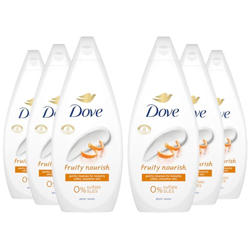 Dove Body Wash 0% Sulfate SLES for Women Made with Naturally Derived Cleansers and Plant Based Moisturiseres Gently Cleanses for Softer and Smoother Skin, 720ml (Buy 6, Fruity Nourish)