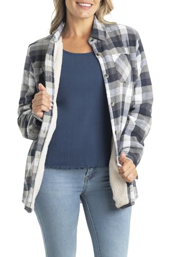 Legendary Whitetails Women's Flannel Shacket Sherpa Lined Plaid Shirt Jacket Warm Fleece3