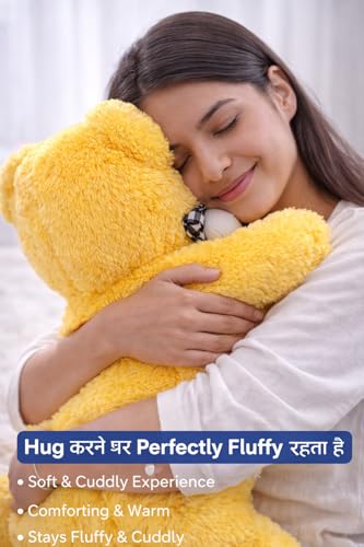 Image of ZEXSAZONE 2 Feet Yellow Giant Teddy Bear Soft, Plush, and Cuddly Stuffed Animal for Kids, Birthdays, Anniversaries, Valentine's Day, and Special Occasions Large Huggable (yellow /2fit)