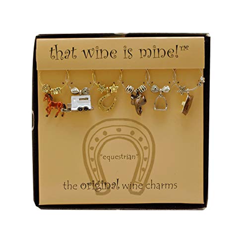 Wine Things 6-Piece Equestrian Wine Charms Painted