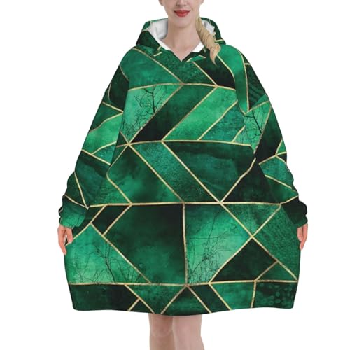 Sweat à capuche couverture flanelle unisexe à manches vert émeraude