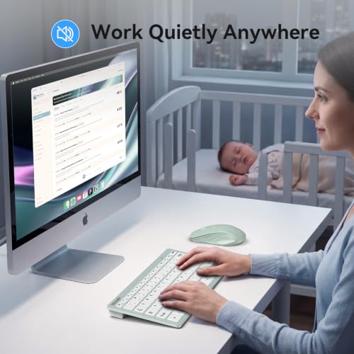 Image of TECKNET Wireless Keyboard and Mouse Combo, Mini Cordless Computer Keyboard and Mouse Set 2.4GHz, Silent Adjustable 1600 DPI, Quiet Click, Lag-Free for Computer, Laptop, PC, Windows, Mac, Chrome OS