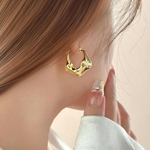 18k Gold Hoop Earrings for Women Creative and Fashionable Gold Earrings Chunky Hoop Earrings for Women3