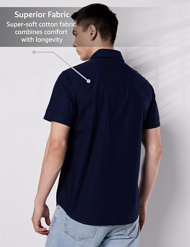 Image of Symbol Premium Men's Cotton Poplin Casual Shirt - Regular Fit | Half Sleeve | Pure Cotton (Available in Plus Sizes)
