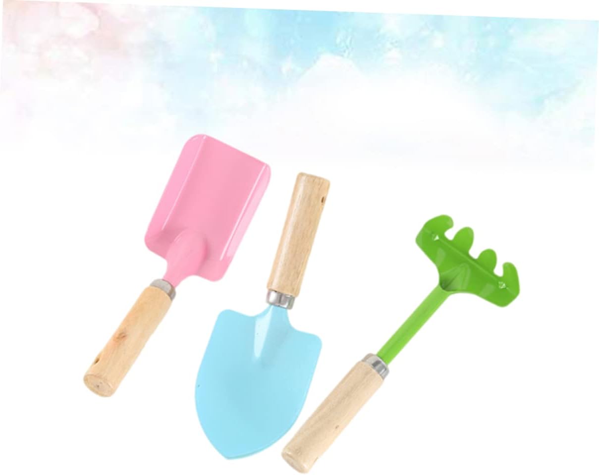 Kisangel 2 Sets Gardening Tools Mini Metal Trowel with Sturdy Wooden Handles Safe for Rake Shovel Trowel for Boys Random Color Random Color