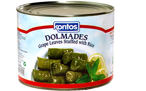 Kontos-Greek Dolmas-Stuffed Grape Leaves-Bulk 4lb-(70 oz)-60 Dolmades Per Can-(Perfect for Mezze Platter-Charcuterie Boards-Serving Platter)-Kosher-Tasty-Vegan Rolls-Traditional Recipe