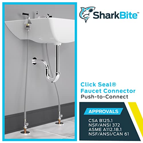 Sharkbite 1/2 Inch Straight Stop X 1/2 Inch Npsm Click Seal Faucet Connector X 30 Inch, Push To Connect Brass Plumbing Fitting, Pex Pipe, Copper, Cpvc, Pe-Rt, Hdpe, 24687 #TOP4