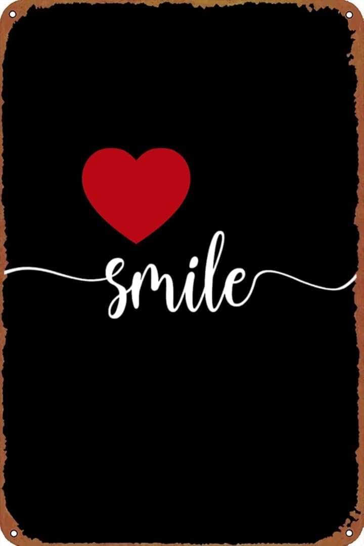 Smile Retro Funny Novelty Art Backyard Sign Funny Wall Décor Tin Signs Poster Cafe Plaque 8 x 12 Inch