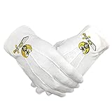 Shriner Symbol Hand Embroidered Cotton Masonic White Gloves