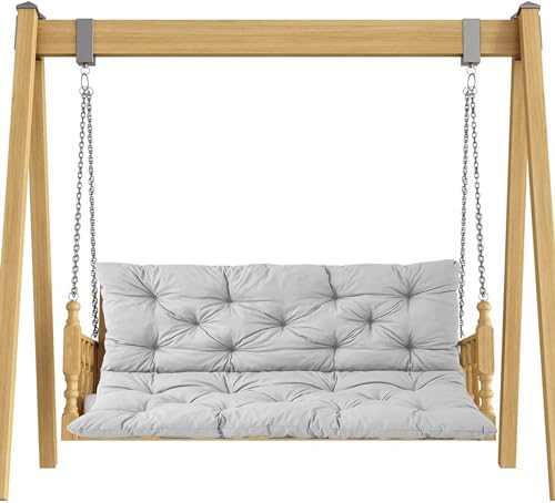 Yuly Extra Thick Garden Bench Cushion Pad with Backrest, 2-3 Seater Comfort Seat Cushion Bench Mattress for Outdoor Swing Hammock Furniture Recliners Patio (120x50x50cm, LightGray)