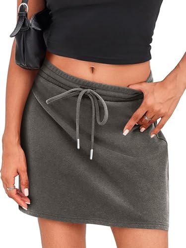 BeautyNee Women's Casual Drawstring Sweat Skirt High Waist Mini Skirts Bodycon Workout Skorts Pencil Skirt Athletic Skirts