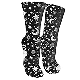 Gocerktr Moon and Star Womens Athletic Sports Socks Novelty Cute Crew Socks Funny Casual Moisture Wi