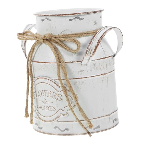 Outanaya ヨーロピアンスタイルの植木鉢 花のプランター レトロ 結婚式の花のバケツ バルコニー ミルクバケツの装飾 ブリキの花の容器 切り花用フレンチフラワーバケツ plant pot fl