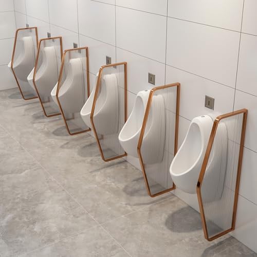 Wall-Mounted Stainless Steel Urinal with Tempered Glass, 5PCS Rose Design, Perfect for Hotels, Bars, Restaurants - Slish Bathroom Partition System