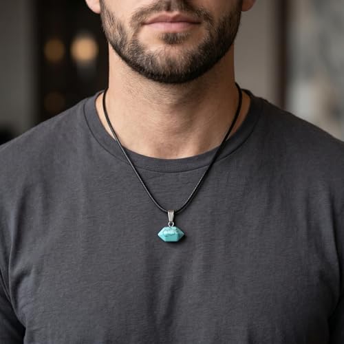 Image of THE MEN THING MALACHITE - Natural Crystal Pendant with 19inch Leather Rope Chain for Men & Boys
