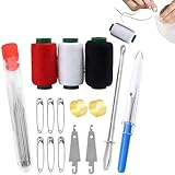 Kit de agujas de coser de grande de acero inoxidable – Juego de 34 agujas de ancho con | Ideal para bordado, bricolaje, costura a mano.