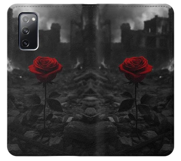 Housse cuir Samsung S20 FE avec motif rose rouge élégant et protection intégrale chic