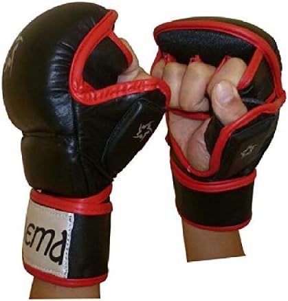 Hybrid Pro MMA Striking Sparring Grappling UFC Kick Boxing Gel Injected Gloves - Hybrid MMA Grappling Gloves PU