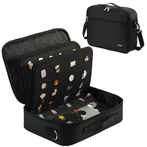 Image of Oeun fan Enamel Pin Display Storage Bag with Shoulder Strap, 12-Page Pro Pins Book to Carry, Display and Trade Your Collectible Pins, Medals, Brooches