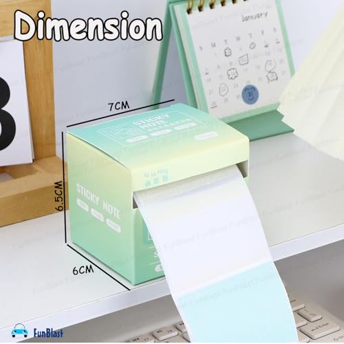 Image of FunBlast Sticky Notes Set- 256 Pcs Pull-Out Sticky Notes Set with Dispenser, Self Adhesive Memo Stickers 8 Patterns Mini Sticky Notes Pad Stick Notes for Office, School, Home (Green)