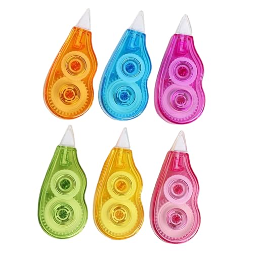 Cabilock 6 piezas Cintas Correctoras de Colores para Estudiantes Cinta Blanca de Corrección Suave y Portátil Material Escolar Práctico para Escritura Precisa y Cobertura Color Aleatorio