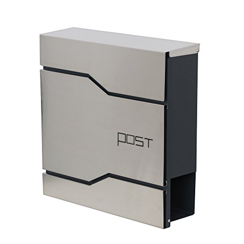 Preisvergleich Produktbild LZQ Modern Neu Design-Briefkästen anthrazit mit zeitungsrolle Edelstahl Postkasten Wandbriefkasten mailbox mit zeitungsfach (Modell D)