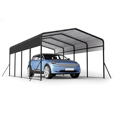 Shaical 13x20 FT Metal Carport with Reinforced Support Legs Base, All Weather Heavy Duty Garage with Galvanized Steel Roof, Outdoor Car Canopy Shelter for Truck, Boat, Pickup, Tractor, Parties, Black