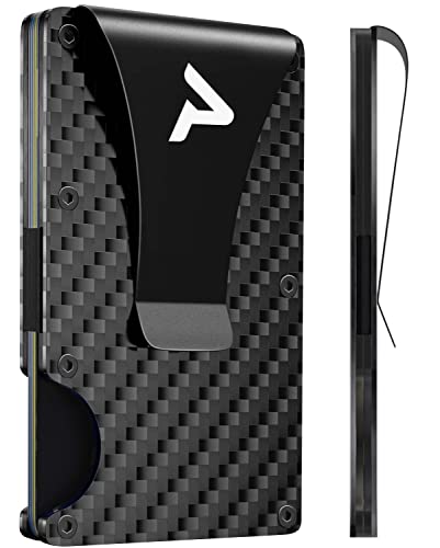 Card Holder Slim Wallet With Money Clip - RFID Blocking - Expandable to Hold 12 cards - Perfect For Any Occasion (Carbon Fiber Black)