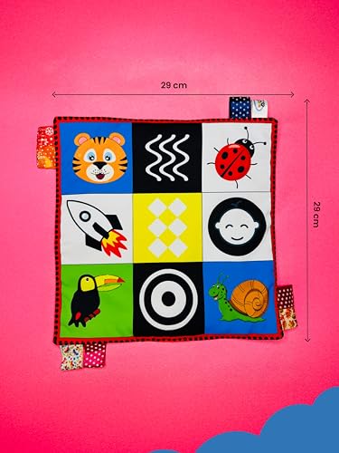 Image of Tummy Time Mat-High Contrast Visual Stimulation Cloth for Babies - Soft Sensory Activity Mat with Crinkle Tags | Early Learning Toy Black & White Baby Toy 0-1 Year