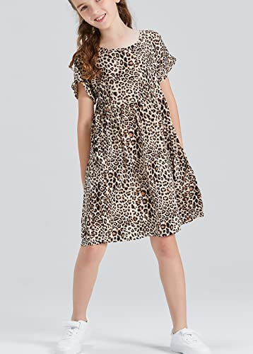 DaniChins Girl Casual Short Sleeve Floral Print Dress with Pockets2