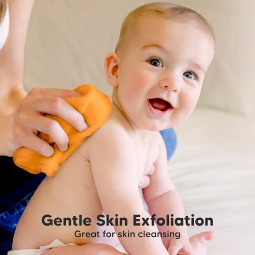 Image of 6-Pack Baby Washcloths - Soft Absorbent Viscose from Bamboo Washcloths for Face, Body, Baby Towels for Newborn, Kids, Toddlers, Infant, Gentle on Sensitive Skin, 10x10 Reusable Face Towels (Carrot)