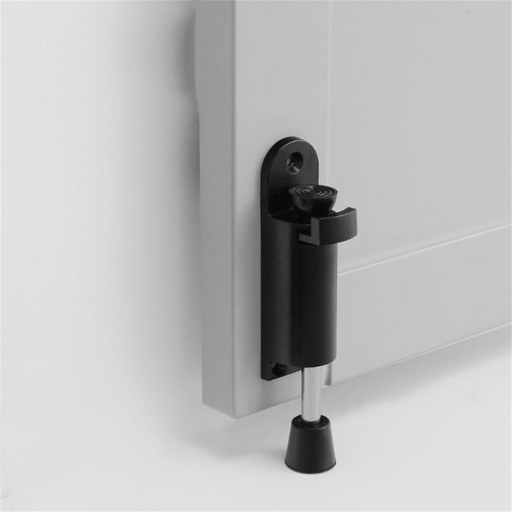 Zhanggl Black Door Stop Stopper Holder Foot-Operated, Bumper,Rubber Punch-Free,Zinc Alloy Foot-Operated Top