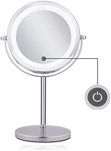 10 X Magnifying professional 7” Double sided make up mirror freestanding with magnified glass illuminated LED for mens and woman bathroom beauty large small shaving vanity (Touchscreen)