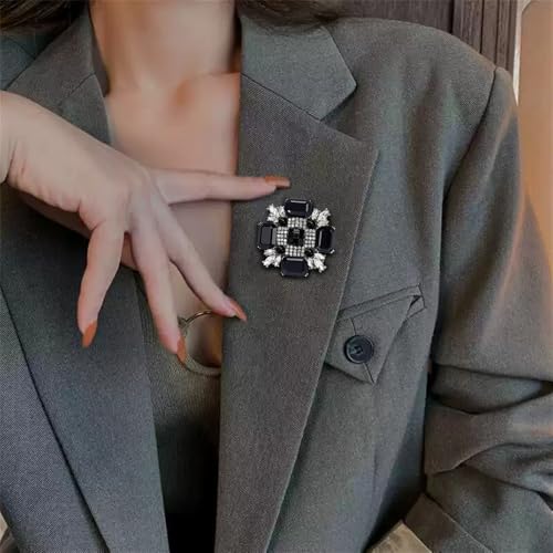 Image of Baroque Rhinestone Brooch Pin for Women Men Vintage Rectangle Crystal Round Ball Victorian Art Deco Brooches Lapel Pins Elegant Dress Accessories Wedding Birthday Jewelry Corsage