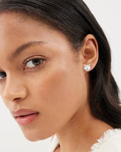 PANSTAR Hypoallergenic 925 Sterling Silver Pearl Cat Earrings for Women - Cute Dainty Cat Stud Earrings, Valentine’s & Mother’s Day Gift with Box4