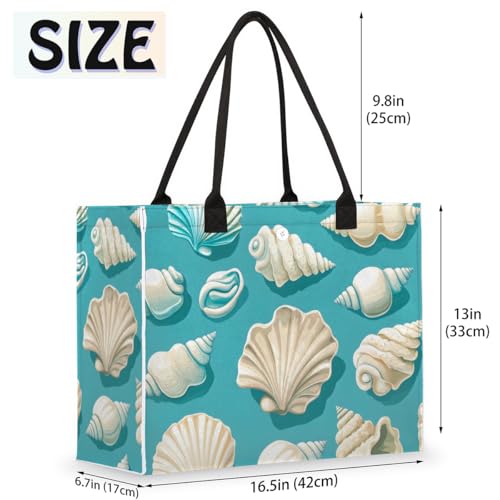 Conch Blue Tote Bag for Women Large Beach Bag Reusable Tote Bags for Work Travel Beach Shopping2