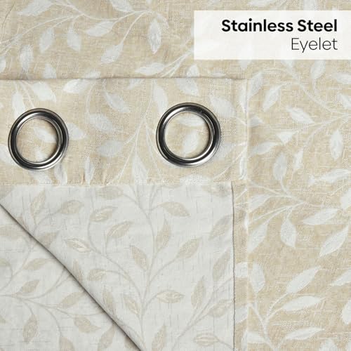 Image of haus & kinder Printed Jacquard Door Curtain 7 Feet Long Pack of 1 Door Curtain, 7 Feet Curtain for Door (Silkan Branch, Blush Nature Design 130x213 CM)