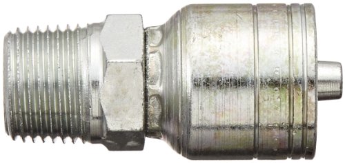 Image of Aeroquip 1AA6MP4 Carbon Steel Global TTC (Thru the Cover) Crimp Hose Fitting Male Pipe, Straight, 1 /4 inch Hose ID, 3 /8 inch - 18 Thread