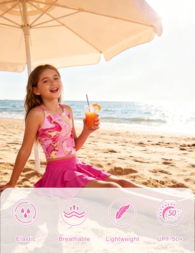 Image of ALISISTER Girls Tankini Swimsuit Two Piece Bathing Suits Summer Beach Swimwear with Shorts for 7-12 Years